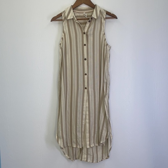 Anthropologie - Delphine Textured Light Beige Cream Tunic Dress Size Small - Picture 2 of 14